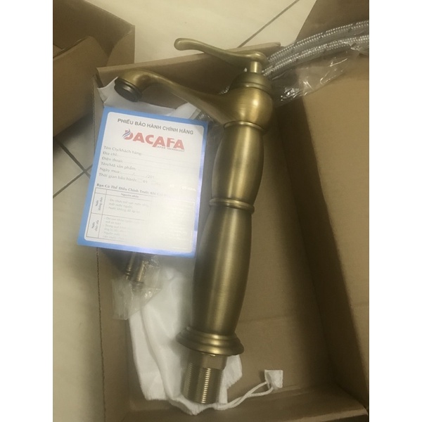 Vòi lavabo trà đồng 30cm kèm dây cáp