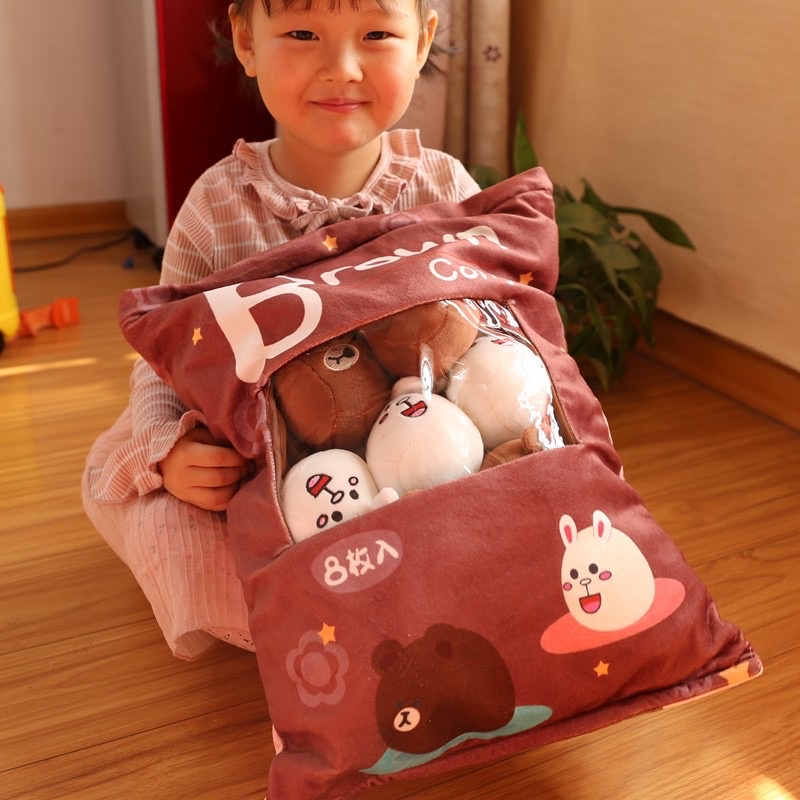Túi gối pudding gấu thỏ bông dễ thương mẫu Gấu Thỏ Brown Cony Line
