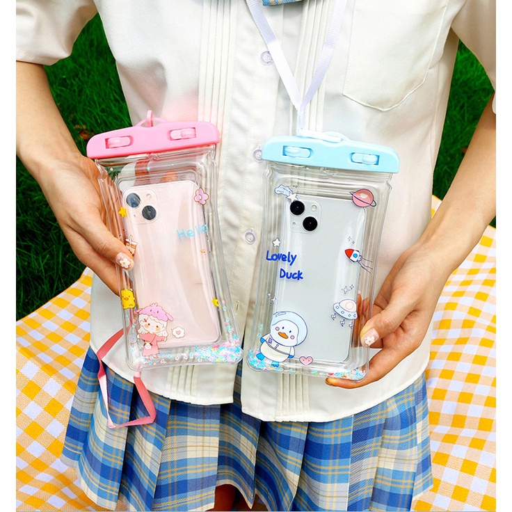 Túi Đựng Điện Thoại Mini Chống Nước Chống Thất Lạc Họa Tiết Hoạt Hình Dễ Thương