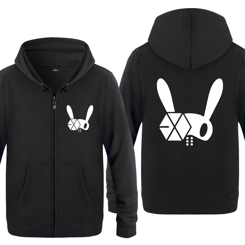 Áo khoác Hoodie dày có khóa kéo in logo nhóm nhạc Bigbang Exo thời trang 2020 cho nam và nữ