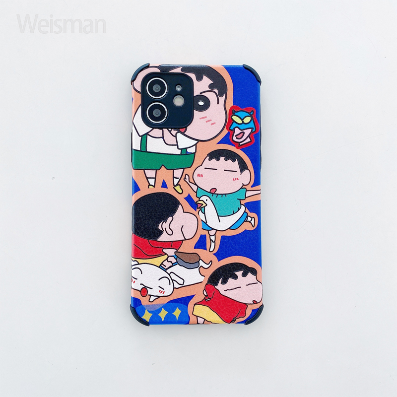 [Weissman] Suitable for OPPO K3 K5 Realme V5 Realme V11 Lambskin Crayon Shinchan painted creative personality couple mobile phone case anti-drop all-inclusive cartoon soft TPU case