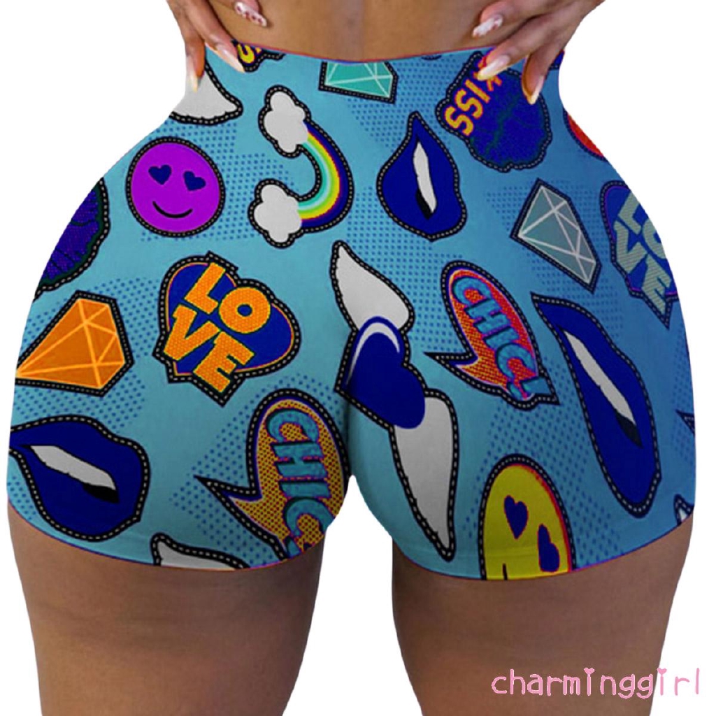 Quần short ôm sát vừa vặn in họa tiết sáng tạo thời trang cho nữ | BigBuy360 - bigbuy360.vn