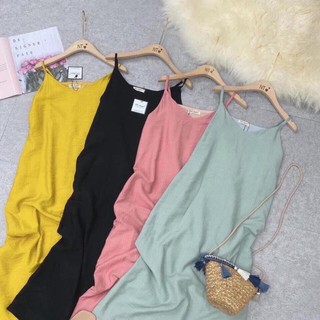 Bán sỉ - Váy 2 dây V01- Đầm suông chất đũi mát đủ 4 mầu giá tại xưởng ✔️