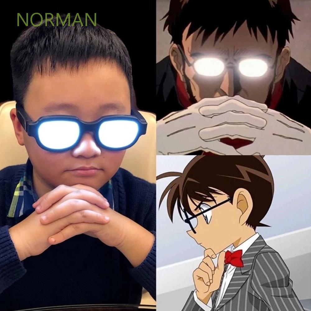 NORMAN Funny Props LED Light Glasses Online Show Detective Conan LED Eyewear EVA Carnaval Party Japan Anime Costumes Ikari Gendou Cosplay Cosplay Props/Multicolor