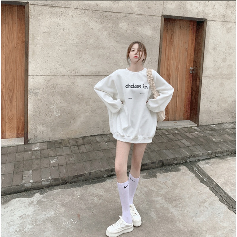 Áo sweater tay dài in chữ thiết kế đơn giản thời trang cho nữ | BigBuy360 - bigbuy360.vn
