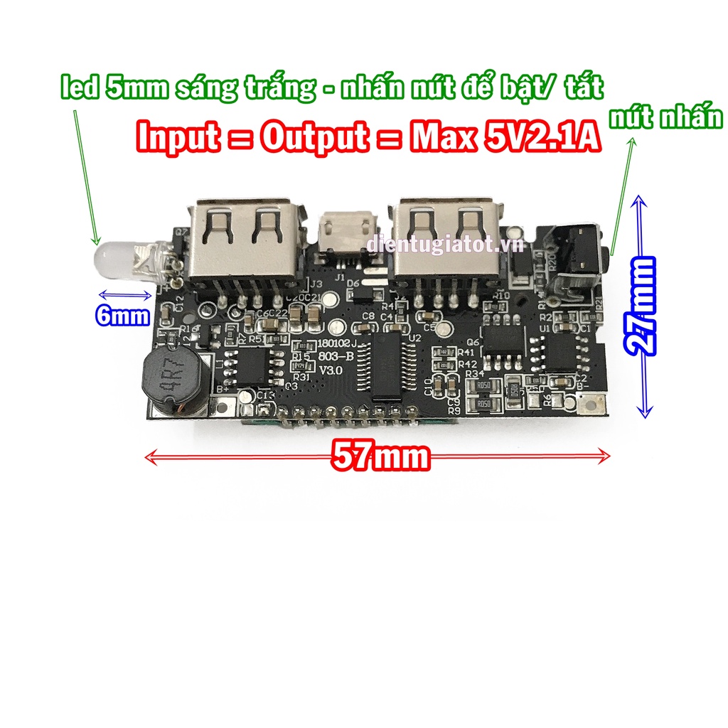 FREESHIP Mạch sạc dự phòng LCD 5V 2A