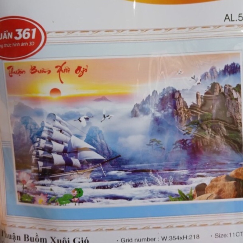 Tranh Thêu Chữ Thập Thuận Buồm Xuôi Gió 3D Ailuo 53520
