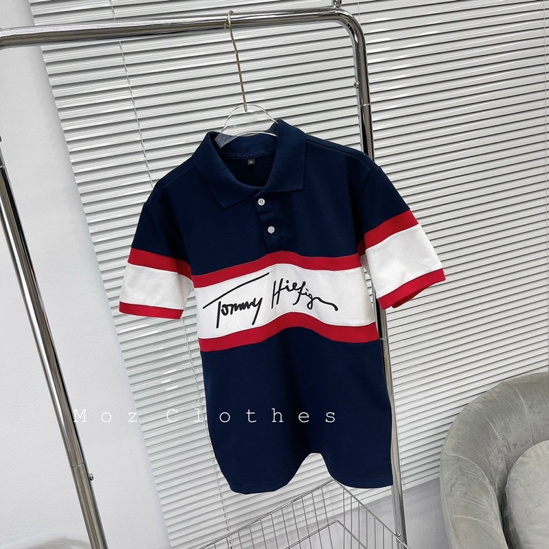 Áo polo, Áo polo cổ đức nữ Tommy chữ ký chất đẹp dày dặn, 2 màu trẻ trung cực hot