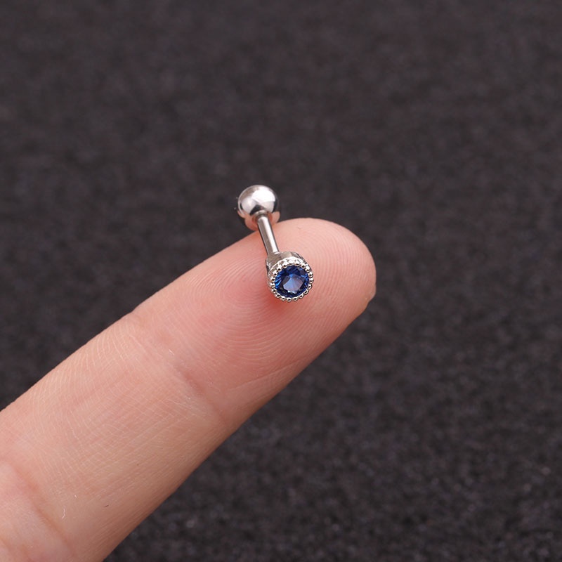 Khuyên tai đính đá zircon đơn giản thời trang tùy chọn màu sắc