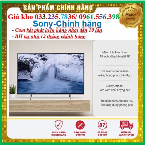 Smart Tivi Sony 75 Inch 4K UHD KD-75X8000H < Chính hãng BH:24 tháng tại nhà toàn quốc > - Mới 100%