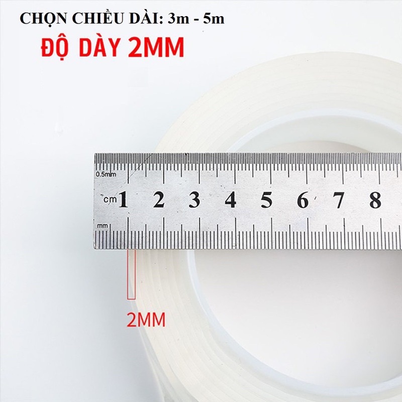 Băng Dính 2 LOẠI 3 Mét Mặt Đa Năng Trong Suốt 1mm – Chọn Chiều Dài Siêu Bám Dính