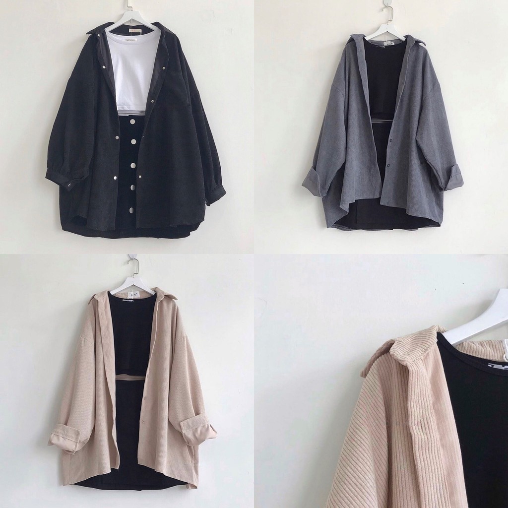 ÁO KHOÁC SƠ MI GÂN UNISEX (ẢNH THẬT)