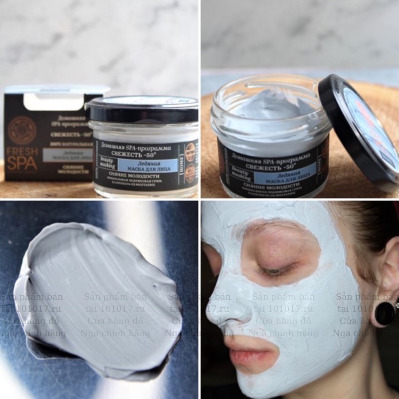 Mặt nạ đất sét & bùn khoáng Natura Siberica -50° Ice Face Mask Fresh SPA Home làm mát, trẻ hoá, giảm viêm sưng 75ml