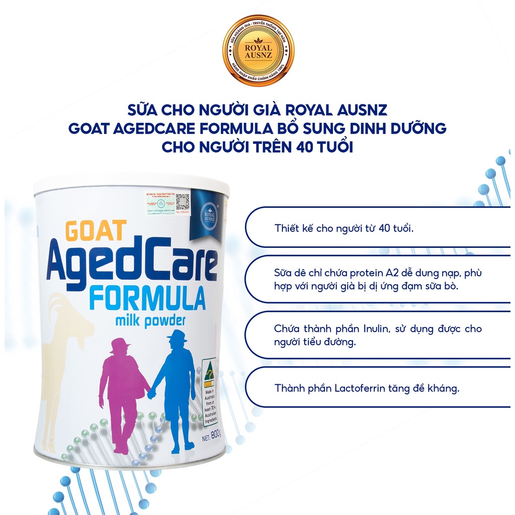 Sữa Hoàng Gia Giảm Nguy Cơ Loãng Xương Và Mỡ Máu Cho Người Trên 40 Tuổi Goat Agedcare Formula ROYAL AUSNZ 800g