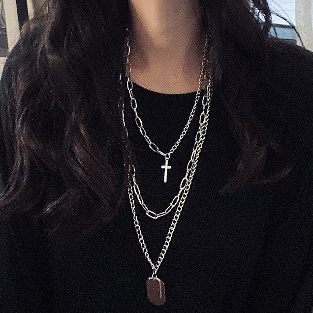 Vòng cổ Chuỗi Hạt Đen Đơn Giản Phong Cách Punk Cho Nữ