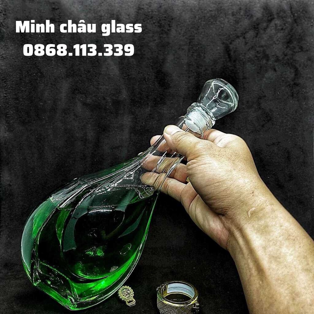 Chai Thủy Tinh Đựng Rượu Cao Cấp 500ml vỏ bình thủy tinh ngâm rượu tinh tế cực sang mẫu hình giọt nước 500ml đẹp