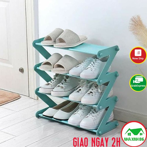 Kệ giày dép chữ Z 4 tầng đa năng l Kệ đựng giày dép, sách vở thanh inox, giá vải, dễ dàng lắp ghép, cao 50cm