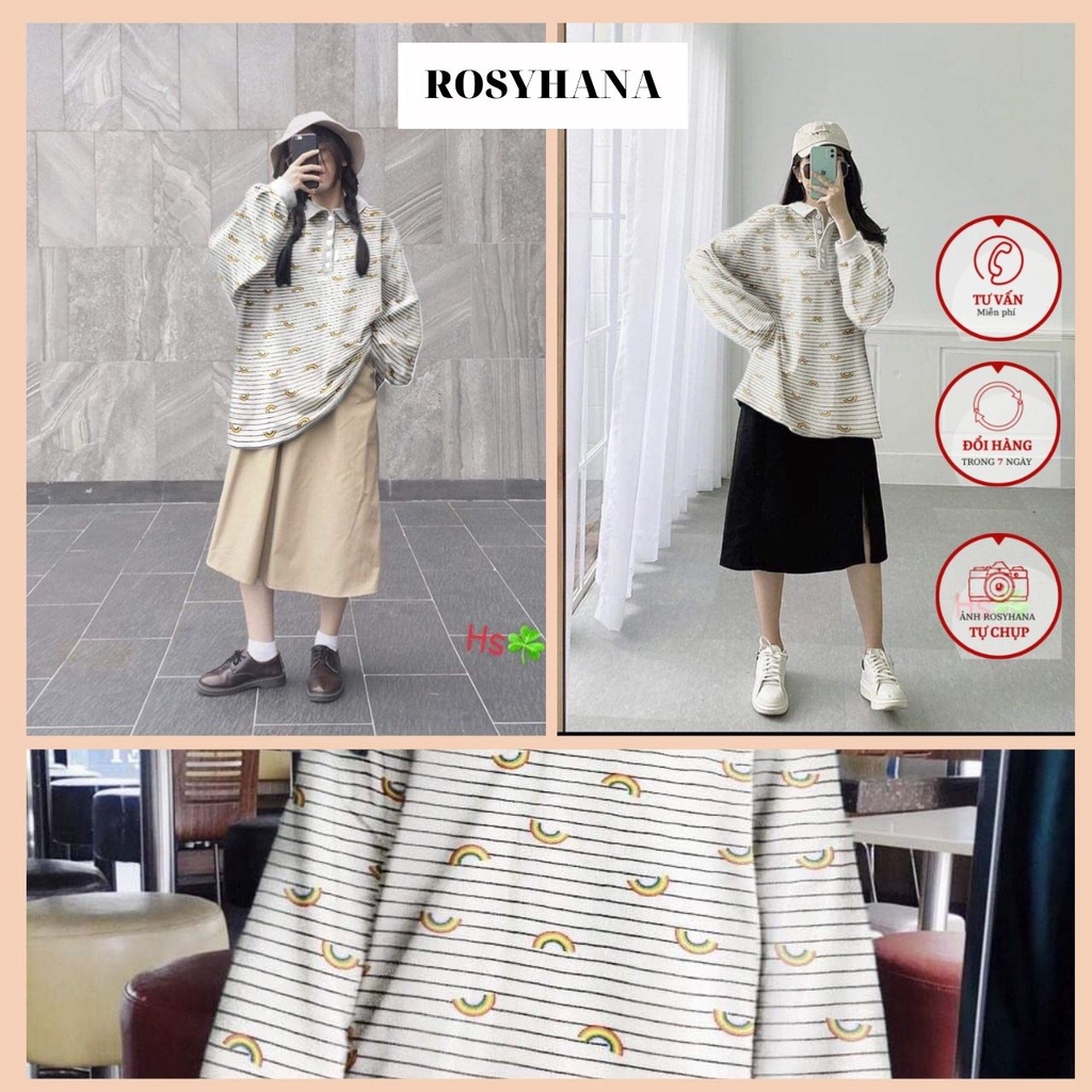 🥕 Áo polo nỉ cầu vồng_Chất nỉ cotton_ ROSYHANA ( kèm video+ đánh giá)