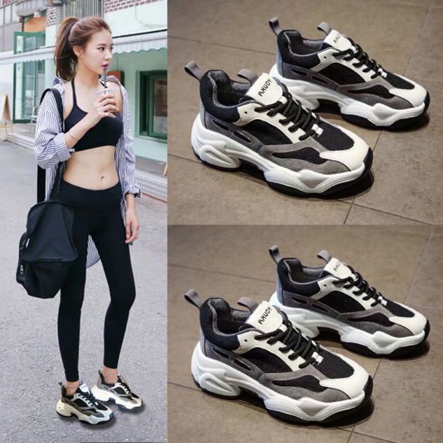 Giày thể thao vá màu xám đen