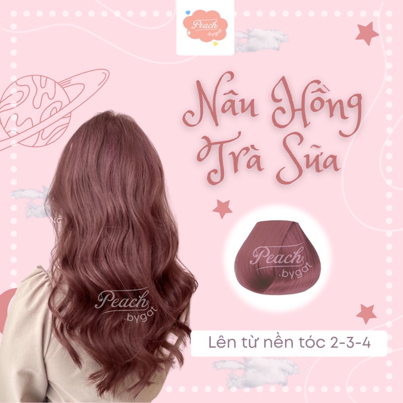 Thuốc nhuộm tóc NÂU HỒNG TRÀ SỮA cần nâng tone hoặc tẩy tóc của Peach.bygat