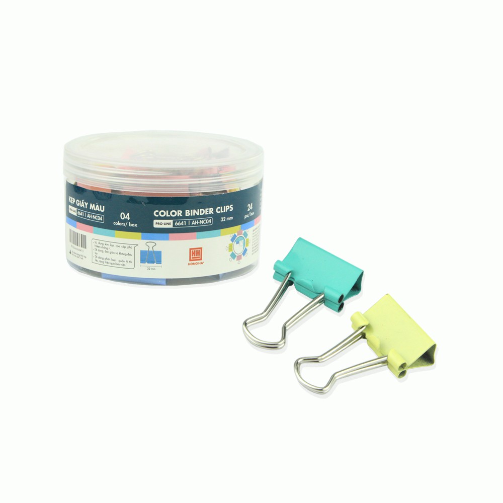 Kẹp bướm nhiều màu của Hồng Hà 32 mm 6641 (hộp 24 chiếc)