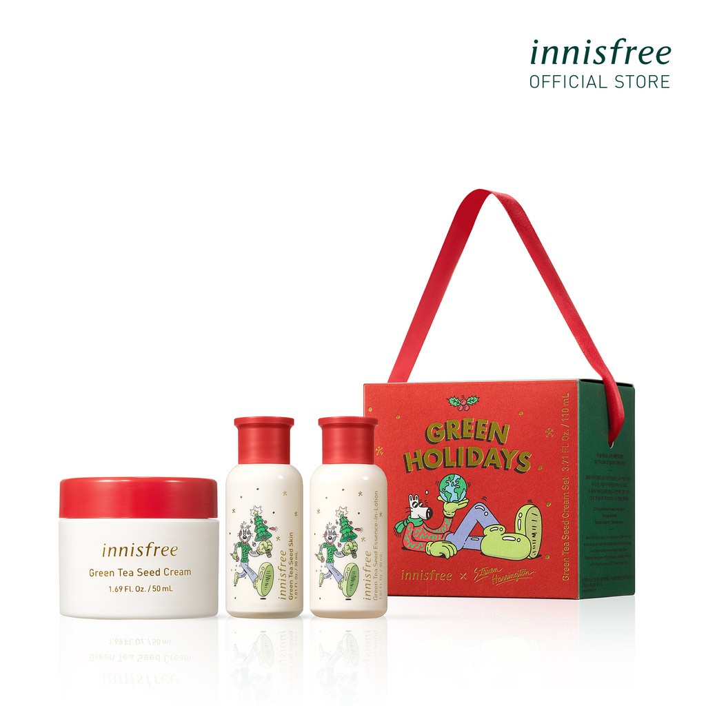 [Phiên bản Green Holidays] Bộ cấp ẩm và dưỡng da mịn màng trà xanh innisfree Green Tea Seed Cream Set