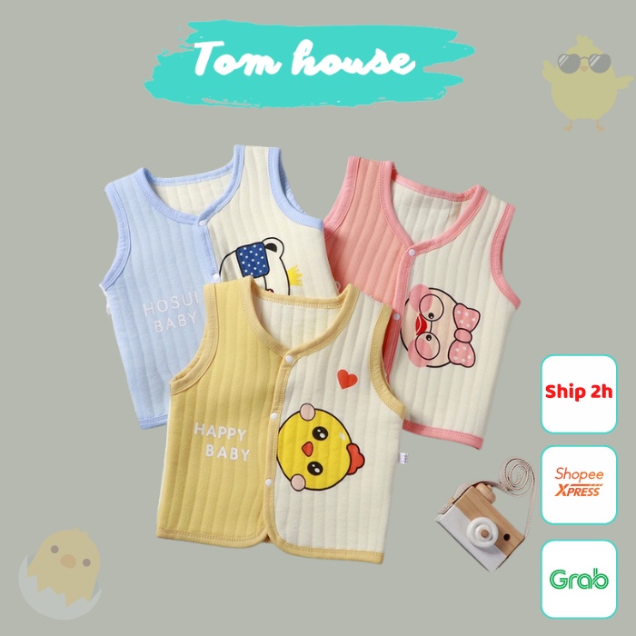 Áo gile Nỉ Trần Bông Họa Tiết Đáng Yêu Cho Bé Tôm House 𝐆𝐋𝐓𝐁