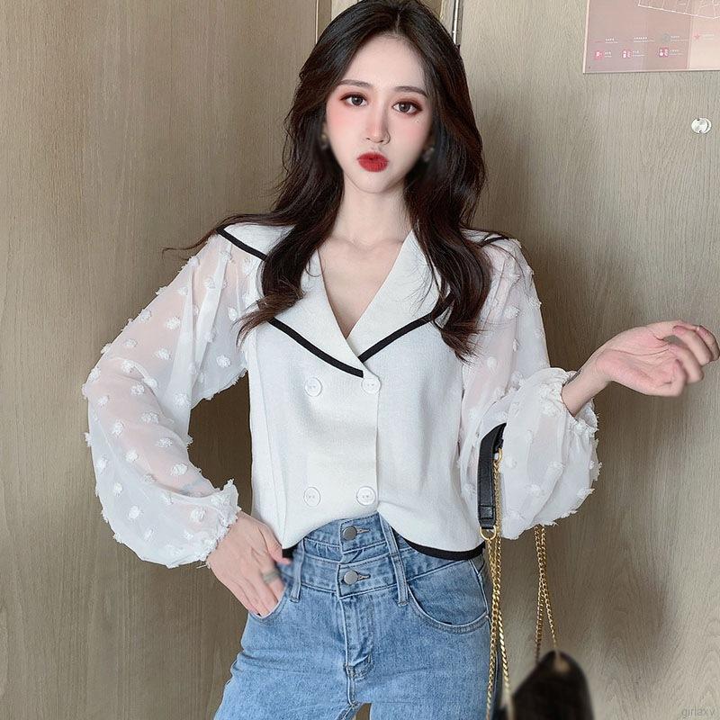 Áo Nữ Tay Dài Phối Lưới Thời Trang Hàn Quốc