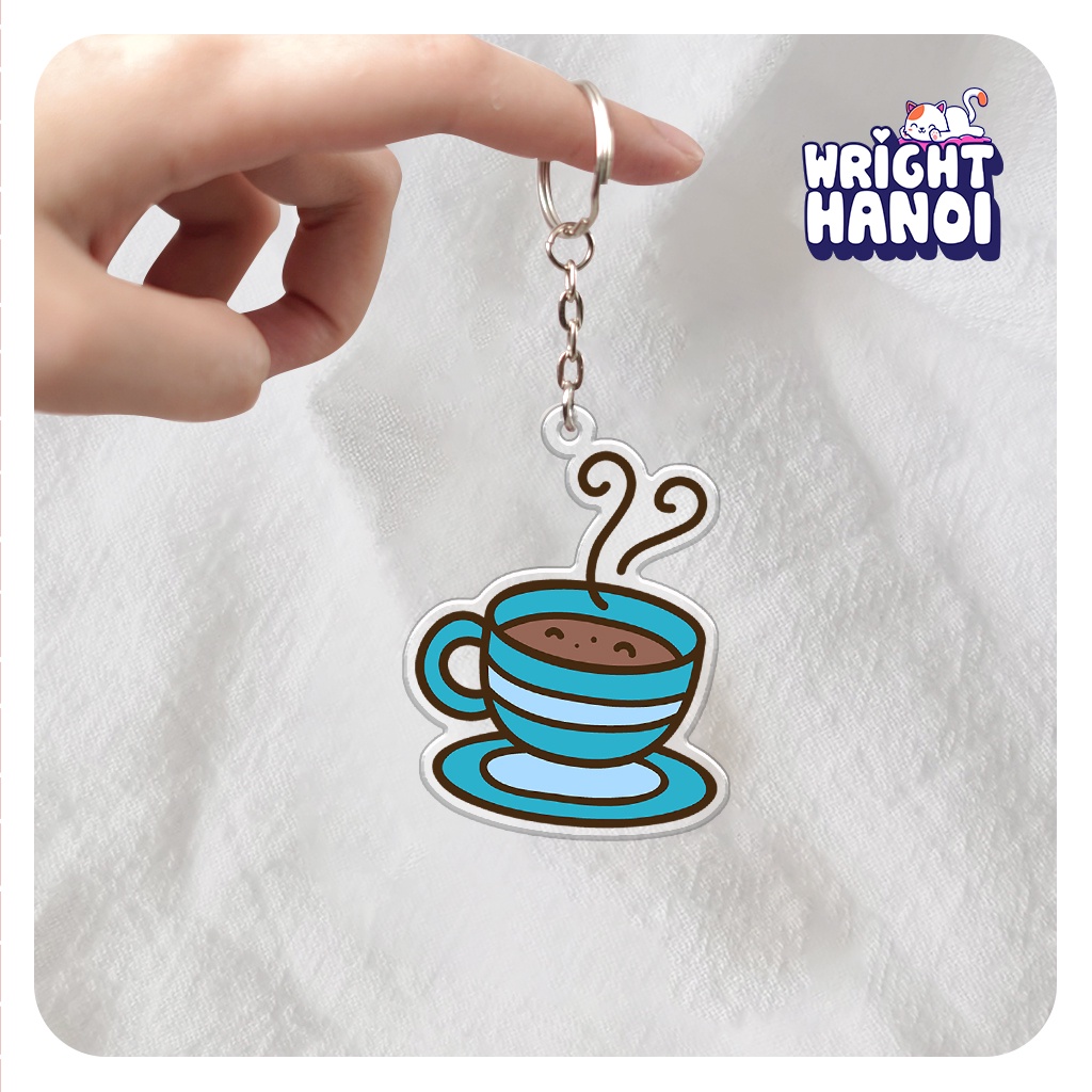 Móc khóa cốc cà phê hoạt hình đáng yêu cho bạn bè, người yêu