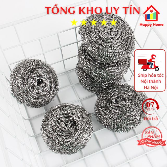 Cọ xoong nồi bằng sắt, dạng búi tròn vệ sinh đồ dùng nhà bếp Happy Home