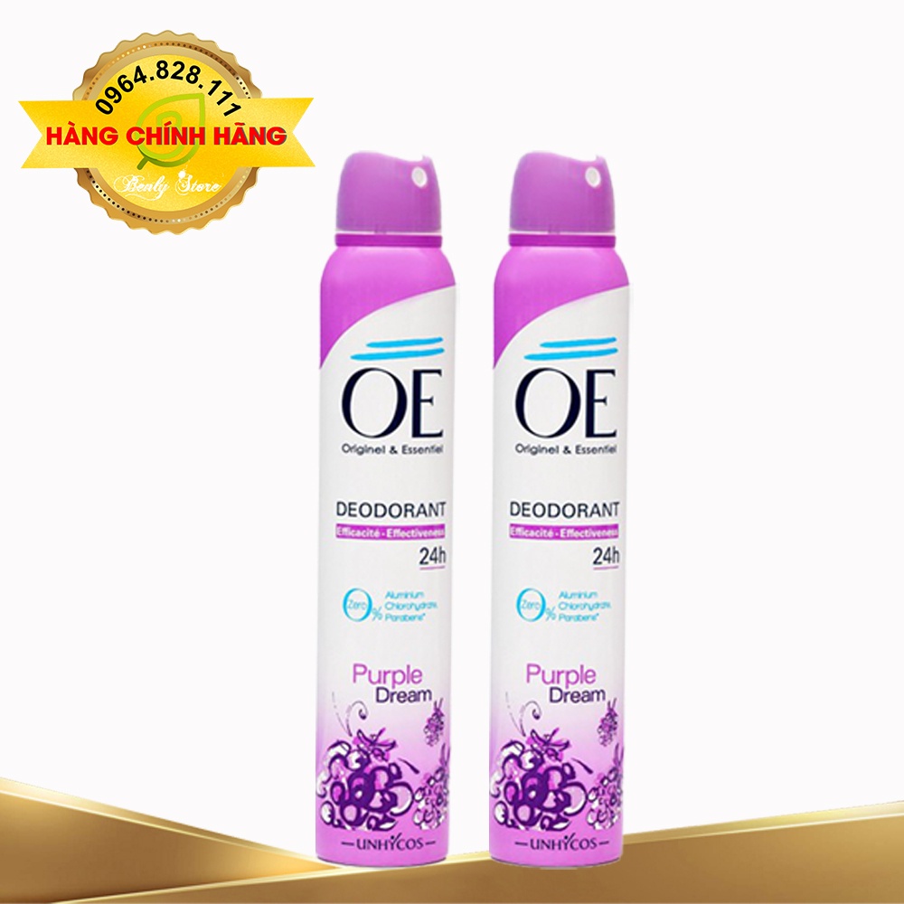 Xịt khử mùi nữ, khô thoáng, thơm lâu, không vàng áo, làm trắng da, mờ thâm - Xịt thơm body nữ- OE Pháp - 200ml