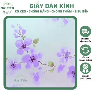 Giấy dán kính hoa tím khổ 90,dán kính mờ chống nắng chống nước
