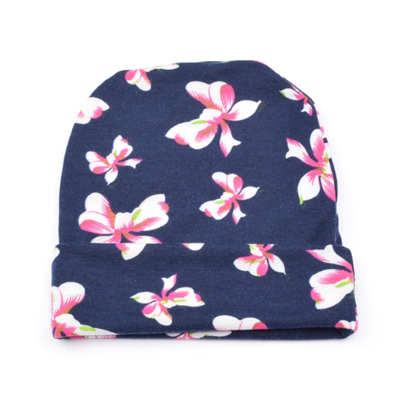 Mũ Beanie Cotton Dệt Kim In Họa Tiết Xinh Xắn Cho Bé Sơ Sinh