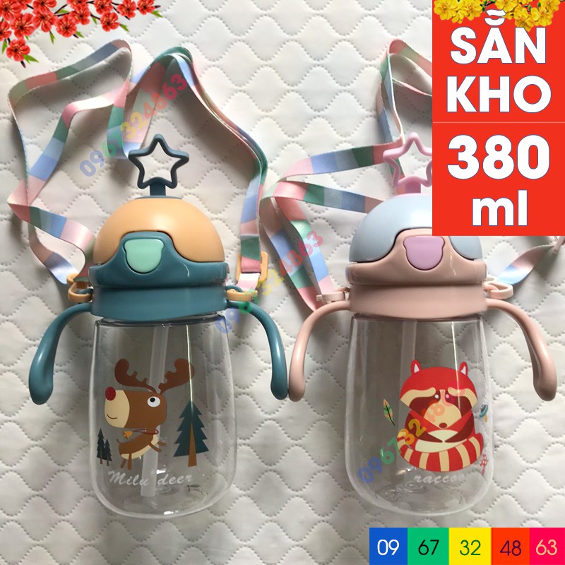 Bình uống nước NGÔI SAO 380ml (kèm dây đeo) - Bình tập uống nước NGÔI SAO cho bé