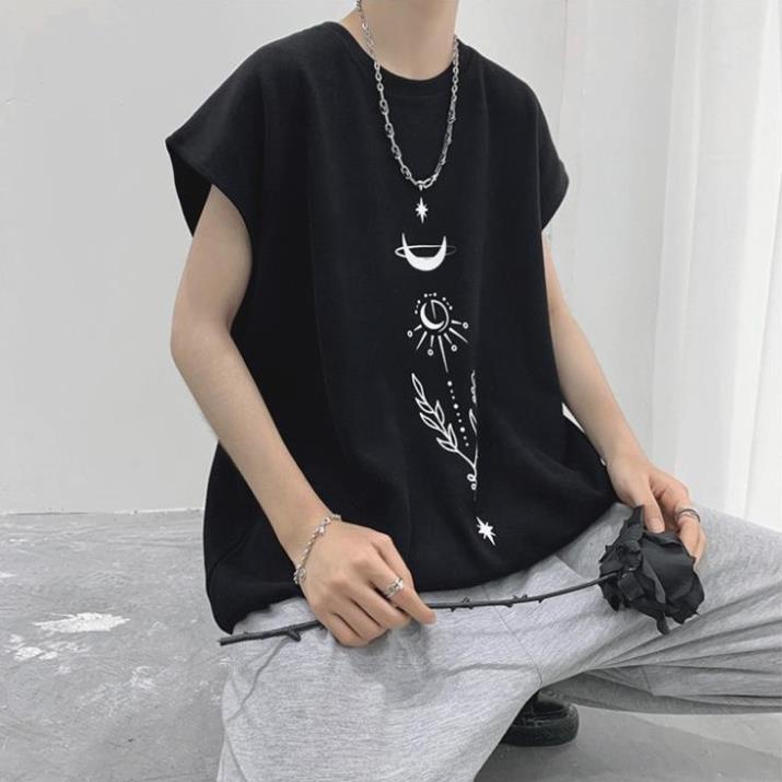 Áo thun bóng rổ sát nách cổ tròn form rộng chất liệu Cotton thời trang Hàn Quốc cho nam Tốt 🏈️