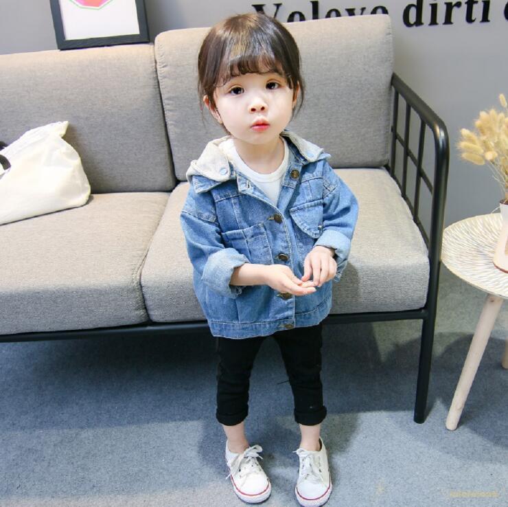 Áo Khoác Denim Có Mũ Trùm Thời Trang Mùa Thu Cho Bé Gái Laa6