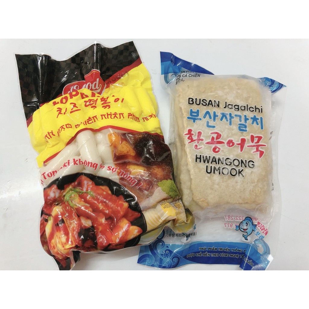 Combo 500g T0P0KKI PHÔ MAI JoFood + 450G CHẢ CÁ HÀN QUỐC+ 100G SỐT + 1 GÓI MÌ 110G