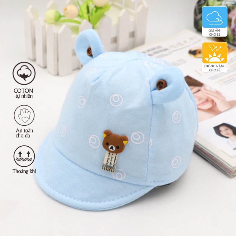 Nón cho trẻ sơ sinh từ 0-6 tháng, chất vải cotton mềm mát, thiết kế họa tiết tai thỏ cực đáng yêu cho bé trai, bé gái