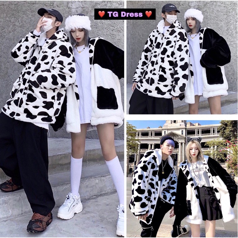Áo lông 2in1 Panda/Bò sữa Unisex Couple