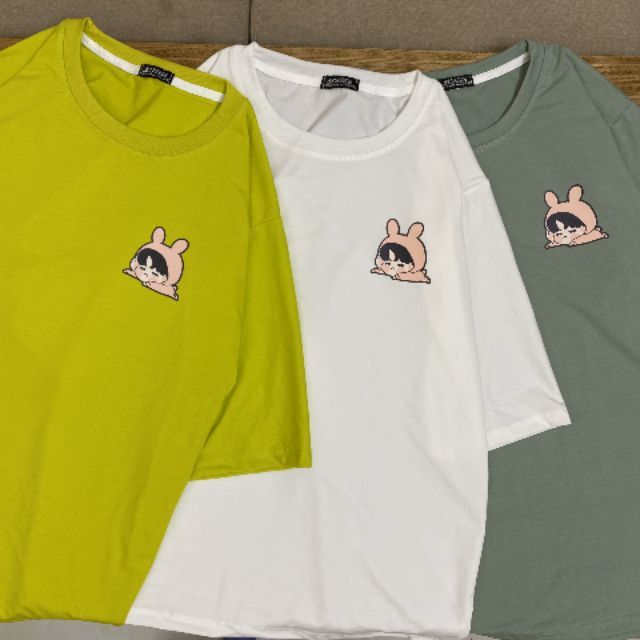 Áo thun % hình thật tay lỡ Unisex má hồng