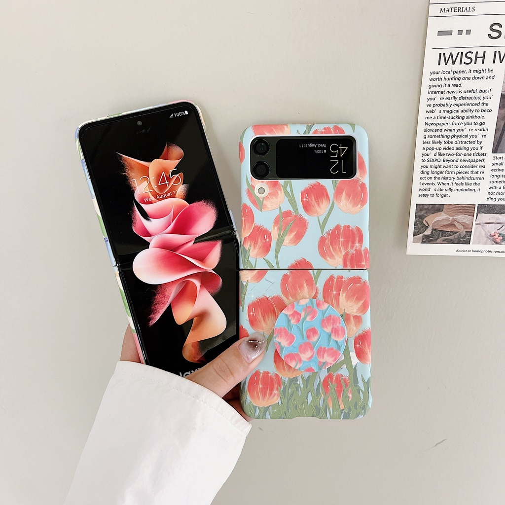 Ốp Điện Thoại PC Họa Tiết Hoa Nhiều Màu Sắc Cho Samsung Z Flip 4 zflip4