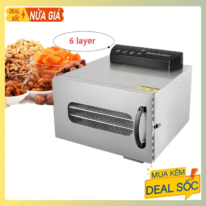 Máy sấy thực phẩm hoa quả, sấy khô thực phẩm 6 khay inox