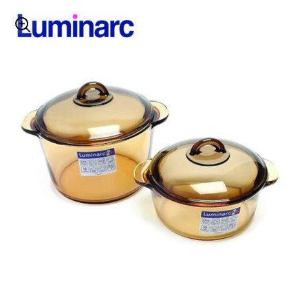 Bộ 2 nồi thủy tinh Luminarc Vitro Amberline Blooming 2L 3L – Sx tại Pháp
