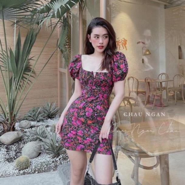 Váy Hoa Hồng Body Cổ Vuông, Đầm Hoa Dáng Ôm Siêu Xinh Có Ảnh Thật Kèm Video
