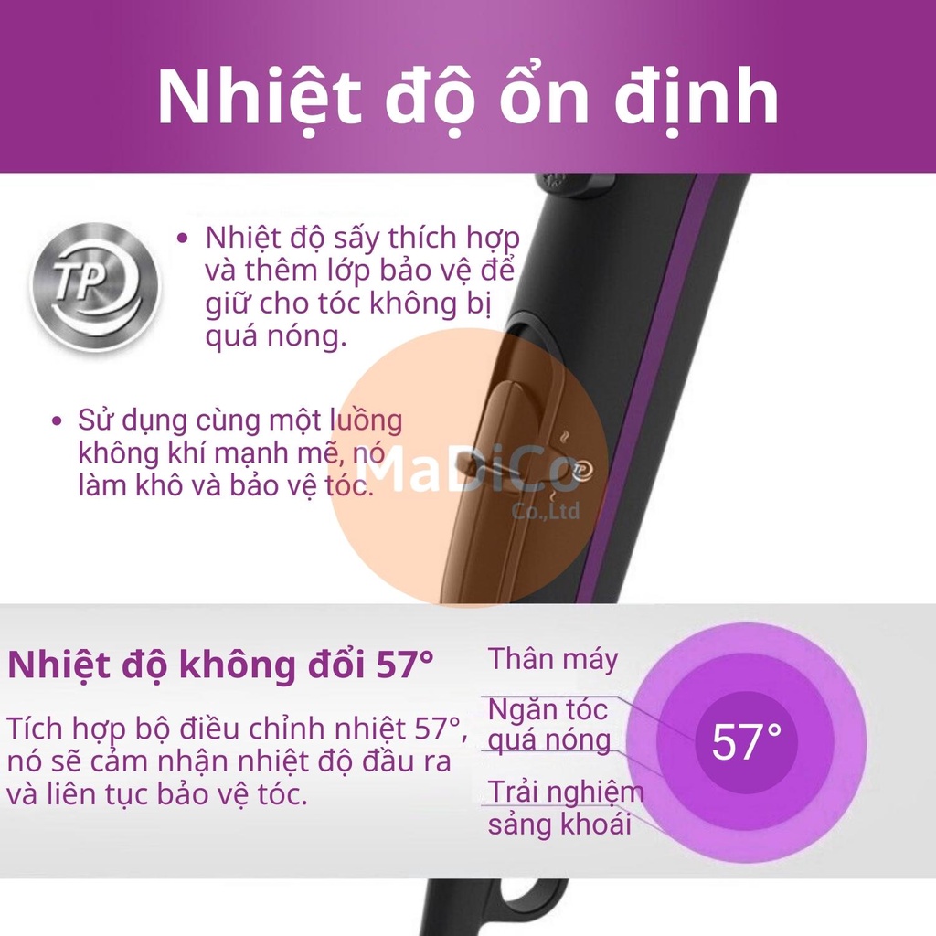 Máy sấy tóc Philips 2 chiều nóng lạnh công suất lớn 2100W tạo kiểu tóc chuyên nghiệp chuẩn salon HP8230 - BH 2 năm