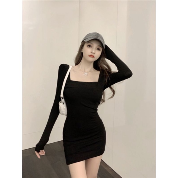 Đầm body tay dài nhún sườn 2 bên - CNTDN