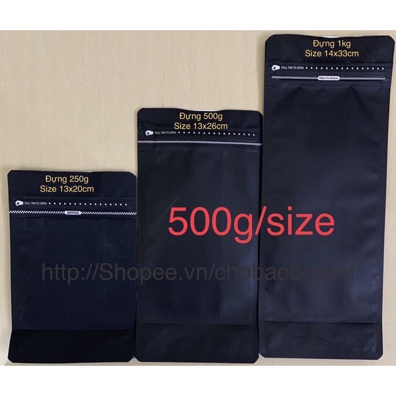 {500g/size/màu} Túi zipper 8 cạnh đen/ trắng có sẵn 3 size hàng đẹp (SP y hình)