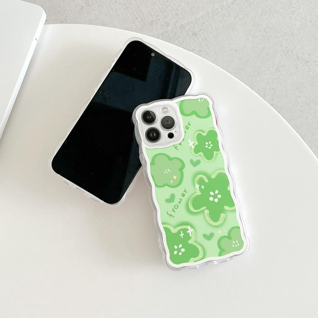 Ốp lưng iphone viền sóng Hoa cỏ xanh 6/6plus/6s/6splus/7/7plus/8/8plus/x/xs/11/12/13/14/pro/max/promax/plus/shin/case