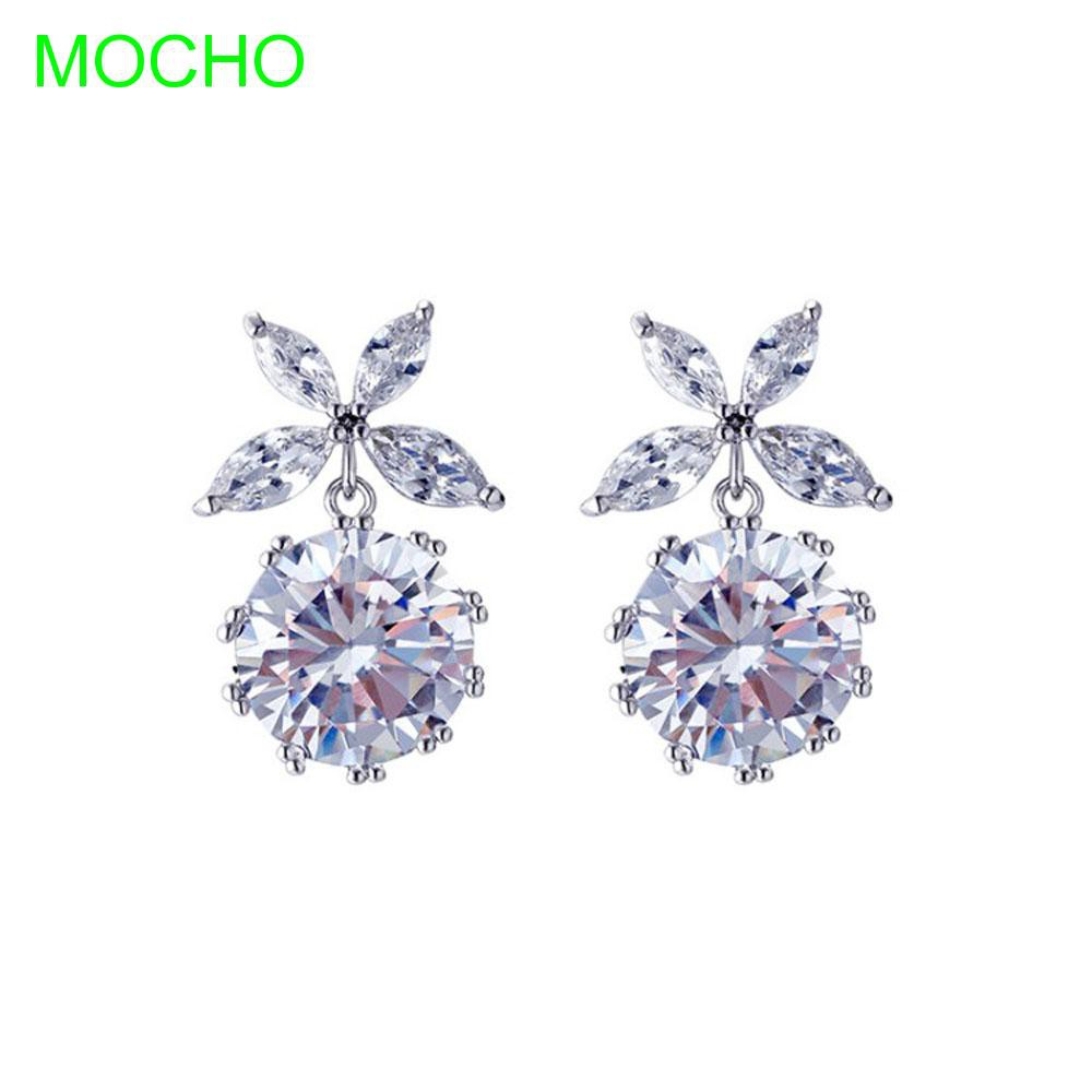 Đôi bông tai mạ bạc S925 dạng nụ đính đá giả chống dị ứng 2cm thời trang cho nữ