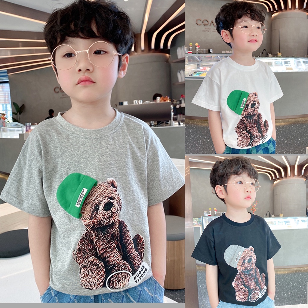 Áo phông cotton cho bé trai bé gái họa tiết 3D ngộ nghĩnh dễ thương (7-30kg)